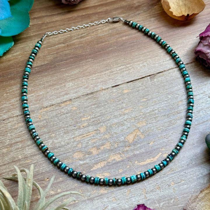 14” Turquoise Heishi Choker – Sterling Silver Pearls Choker Shopify Collective The Bijoux FAB Jewelry The Bijoux FAB Jewelry