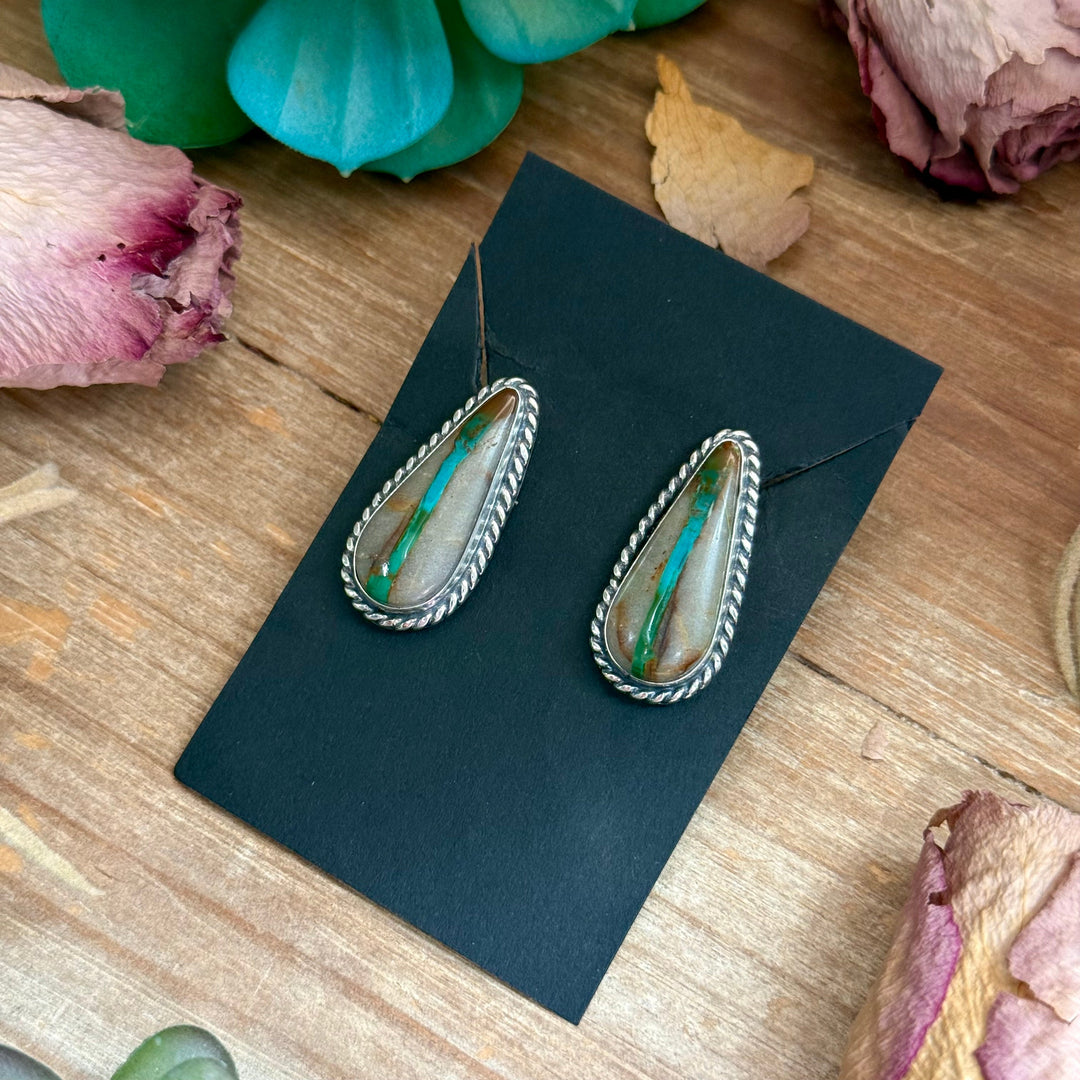 15 - Sterling Silver Ribbon Royston Turquoise Stud Earrings by Jason Ogg Earrings Shopify Collective The Bijoux FAB Jewelry The Bijoux FAB Jewelry