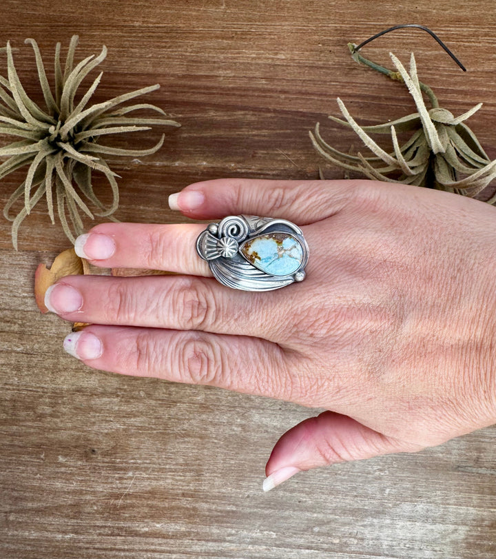 Golden Hill Turquoise Sterling Silver Ring – Size 9.5, One of a Kind ring Shopify Collective The Bijoux FAB Jewelry The Bijoux FAB Jewelry
