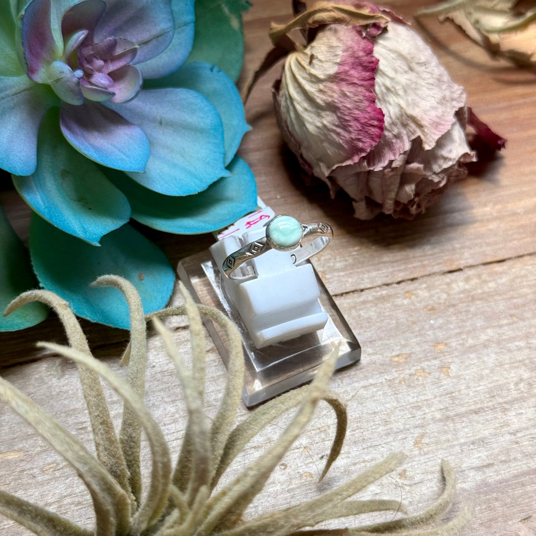 130 - Sterling Silver Paloma Variscite Medicine Man Eye Stamped Stacking Ring by Jason Ogg Ring Shopify Collective The Bijoux FAB Jewelry The Bijoux FAB Jewelry