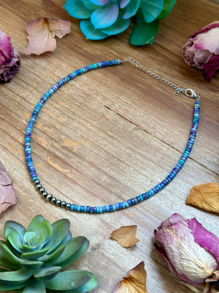 Sterling Silver Pearls choker and Purple Dolomite Heishi Necklaces Shopify Collective The Bijoux FAB Jewelry The Bijoux FAB Jewelry