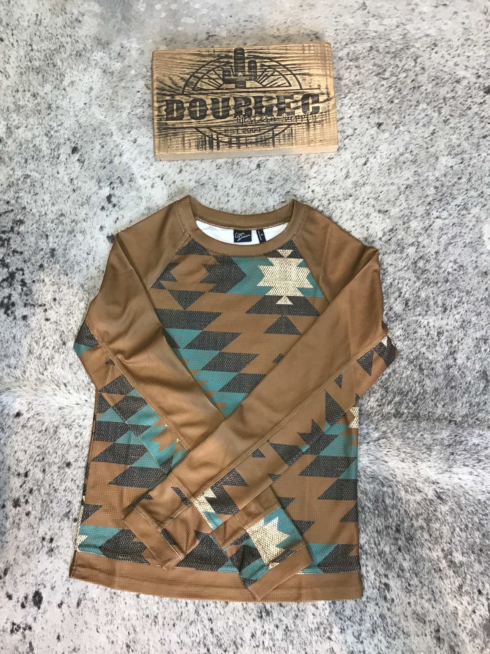 Cinch Women's L/S Raglan Tee/Brown CTK7522001 T Shirt Cinch