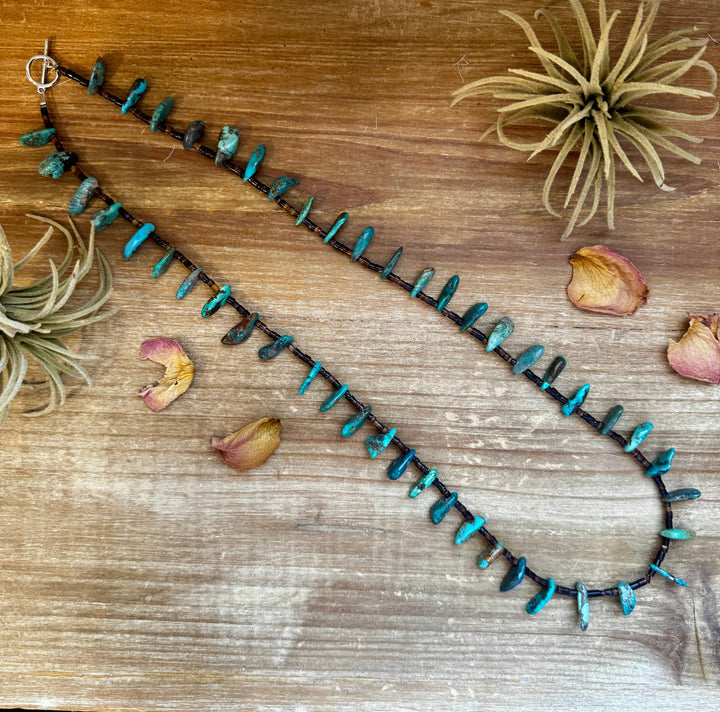 30 inch long shell and turquoise necklace Necklaces Shopify Collective The Bijoux FAB Jewelry The Bijoux FAB Jewelry