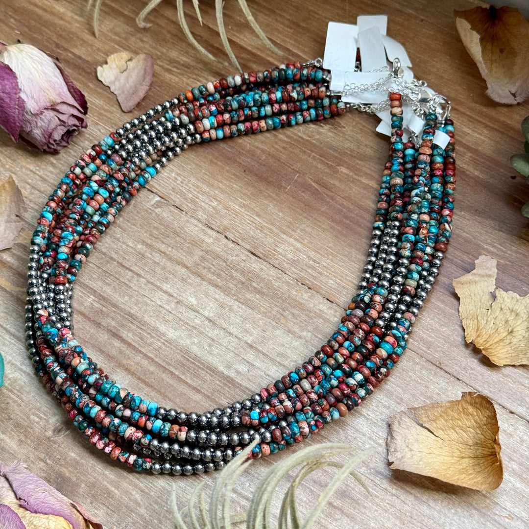 17” Blue & Pink Sea Sediment Necklace – Sterling Silver Necklaces Shopify Collective The Bijoux FAB Jewelry The Bijoux FAB Jewelry