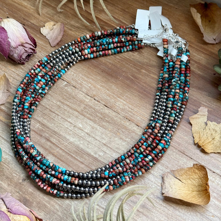 17” Blue & Pink Sea Sediment Necklace – Sterling Silver Necklaces Shopify Collective The Bijoux FAB Jewelry The Bijoux FAB Jewelry