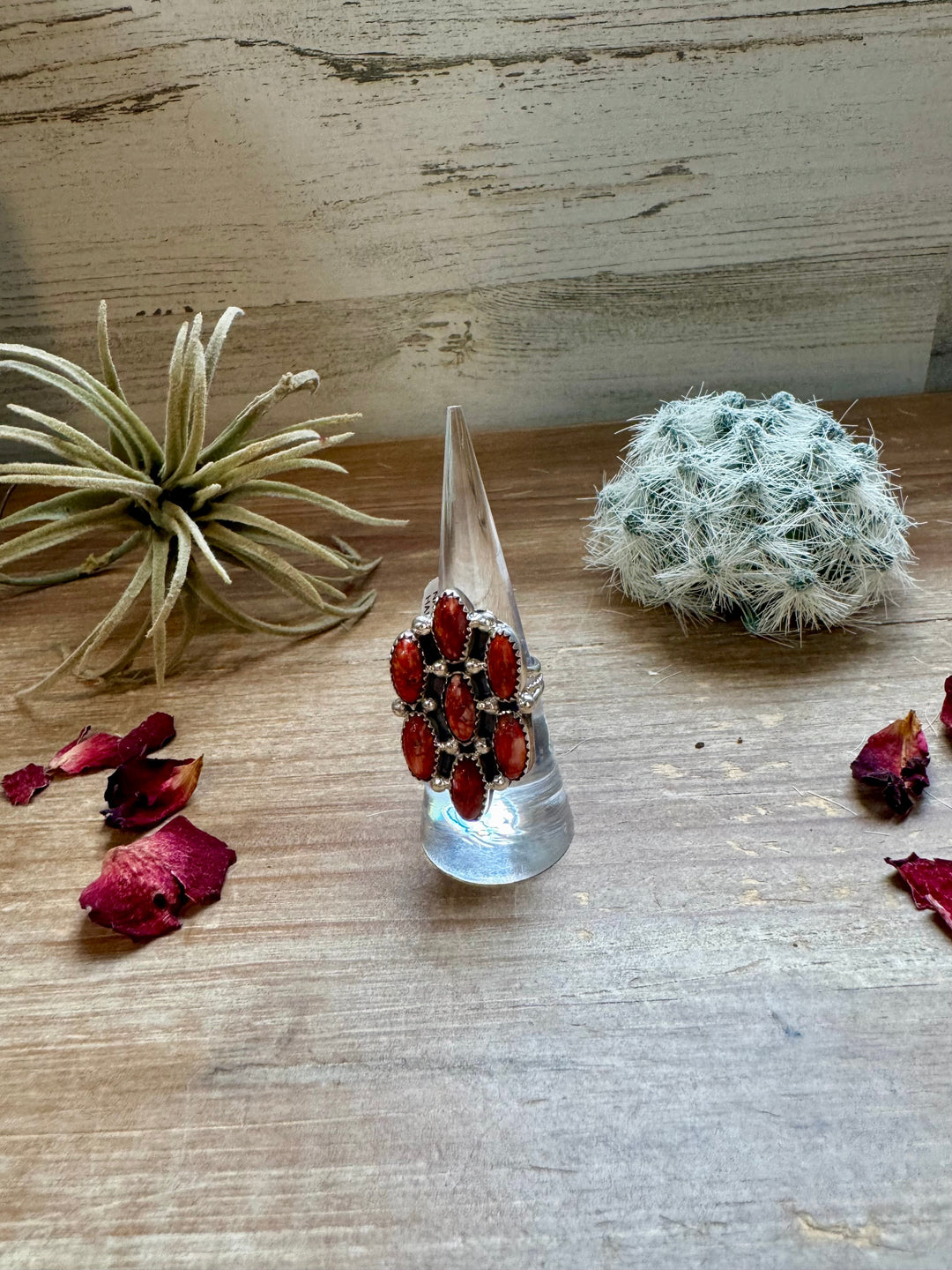 Cluster - size 8 - red spiny and sterling silver ring Shopify Collective The Bijoux FAB Jewelry The Bijoux FAB Jewelry