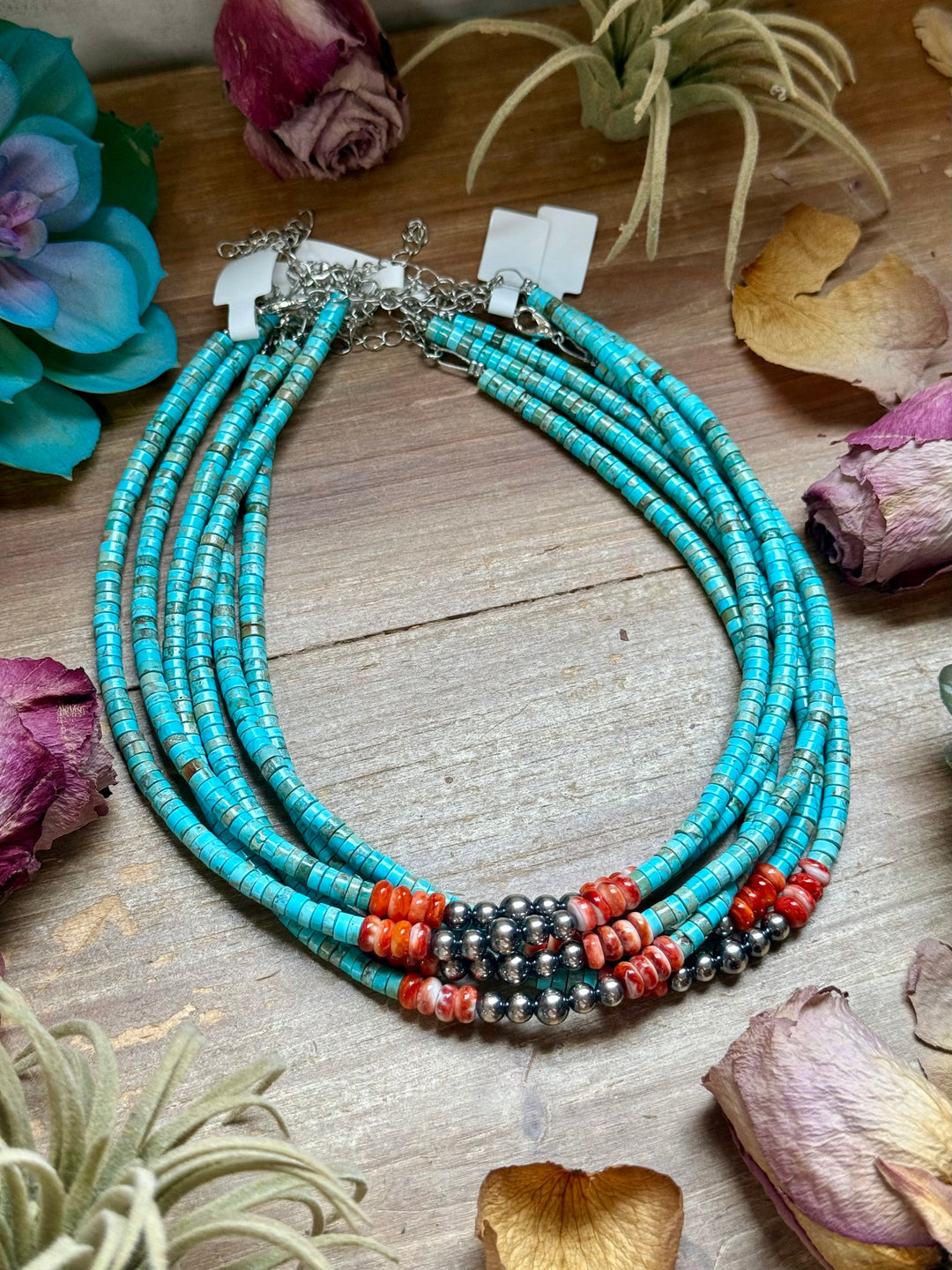 14” Vibrant Choker – Turquoise, Spiny Oyster & Sterling Silver chokers Shopify Collective The Bijoux FAB Jewelry The Bijoux FAB Jewelry