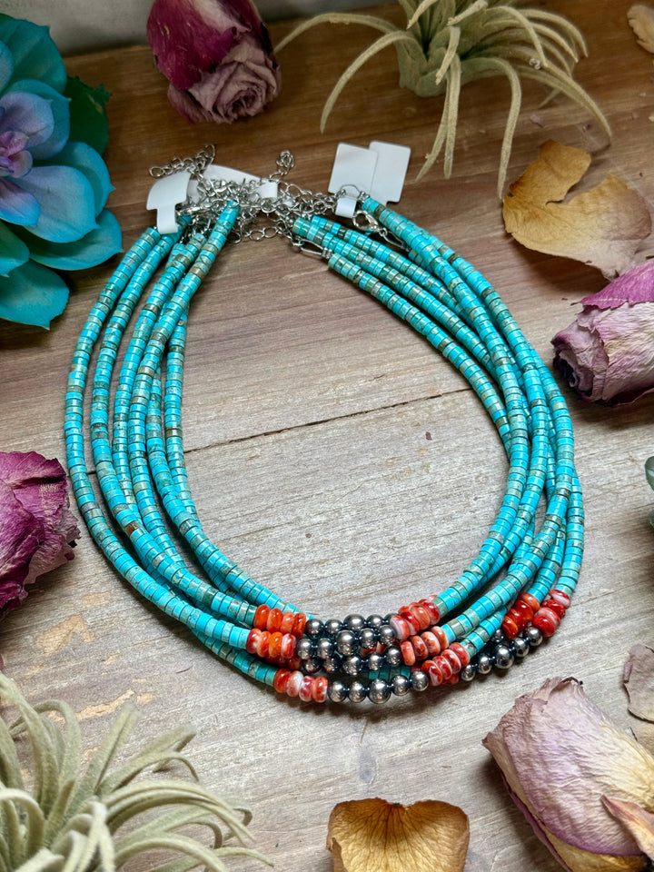 14” Vibrant Choker – Turquoise, Spiny Oyster & Sterling Silver chokers Shopify Collective The Bijoux FAB Jewelry The Bijoux FAB Jewelry