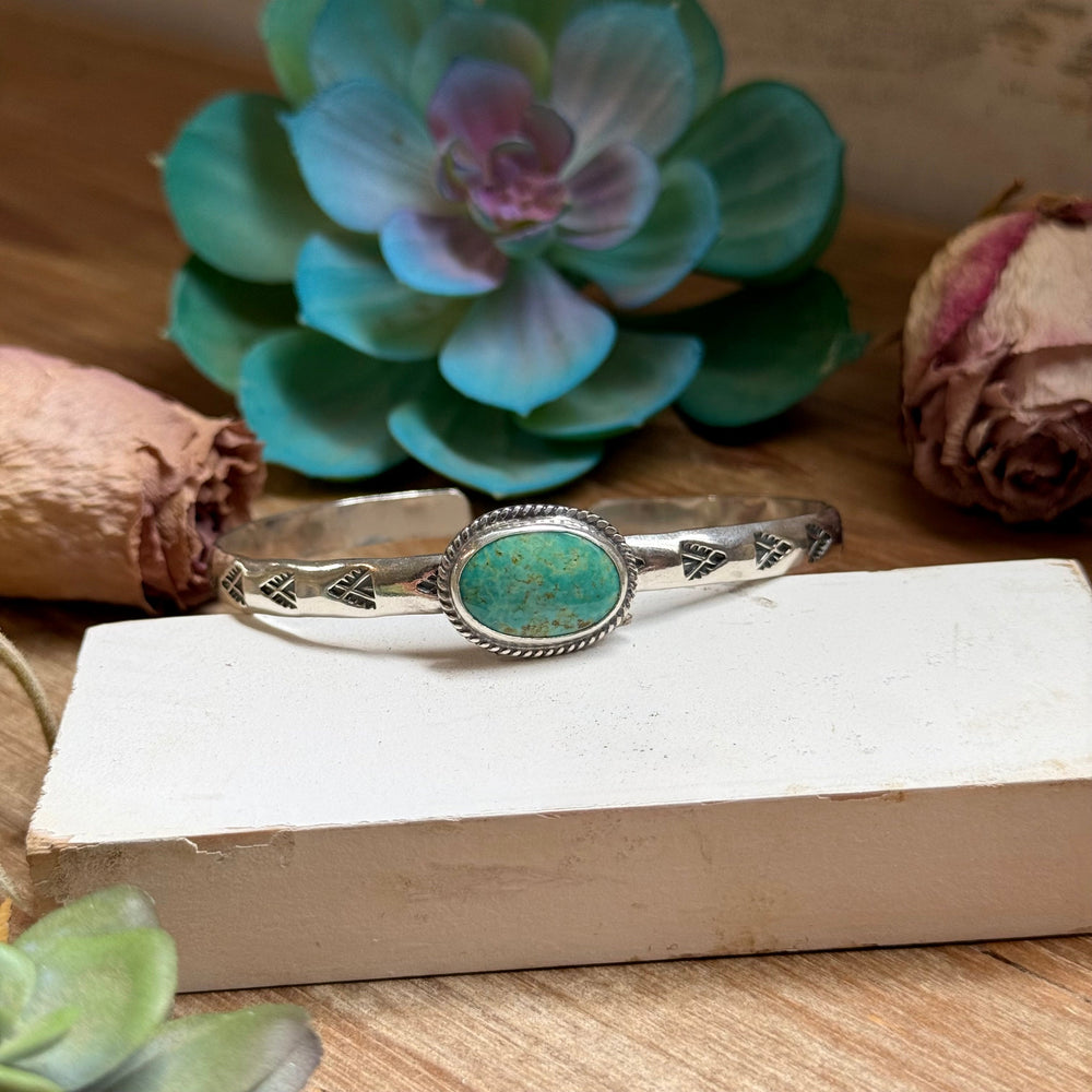 118 Sterling Silver Kingman Turquoise Stamped Stacking Cuff by Jason Ogg cuff Shopify Collective The Bijoux FAB Jewelry The Bijoux FAB Jewelry