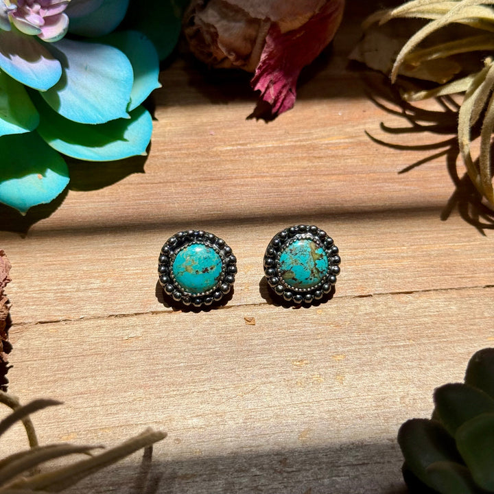 MJ Round Turquoise Stud Earrings Earrings Shopify Collective The Bijoux FAB Jewelry The Bijoux FAB Jewelry