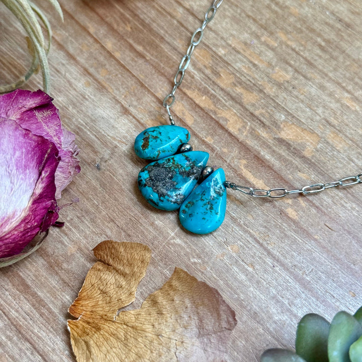 15” Turquoise Teardrop Chain Necklace – Silver Plated Paperclip Necklaces Shopify Collective The Bijoux FAB Jewelry The Bijoux FAB Jewelry