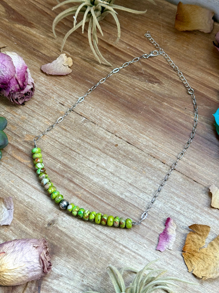 16” Green Variscite Paperclip Necklace – Sterling Silver Accent Necklaces Shopify Collective The Bijoux FAB Jewelry The Bijoux FAB Jewelry