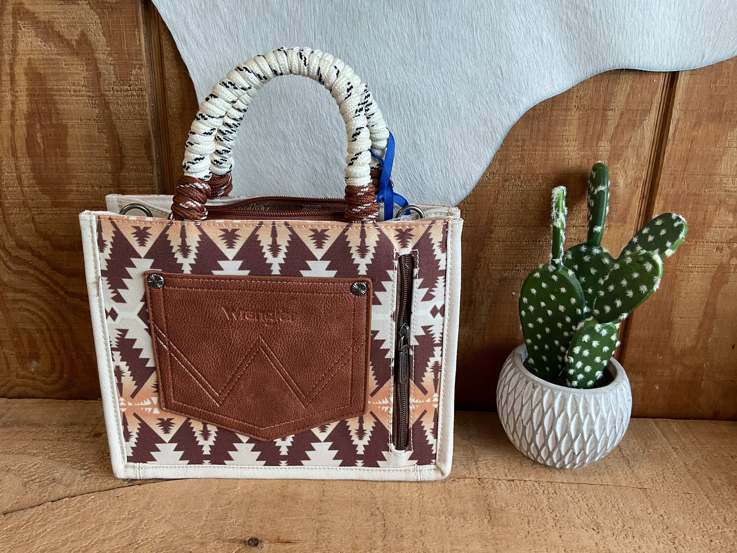 Wrangler Southwestern Print Rope Tote/Crossbody Bag WG206-8122 Purse Montana West