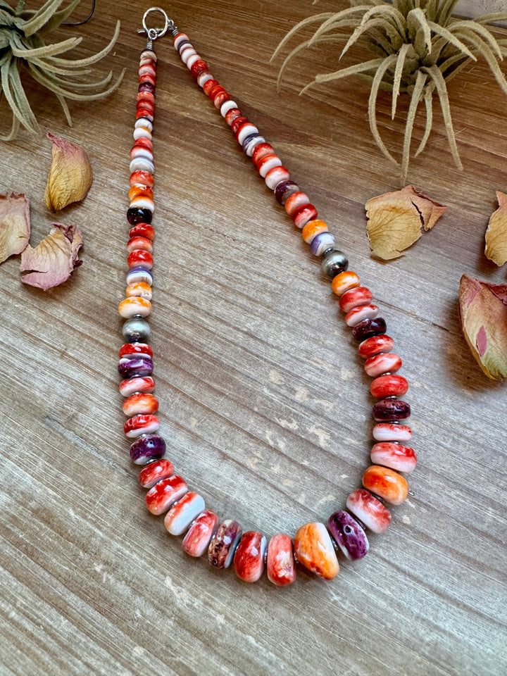 BE BOLD - 22-Inch Spiny Oyster & Wampum Statement Necklace with Sterling Silver Pearls Necklaces Shopify Collective The Bijoux FAB Jewelry The Bijoux FAB Jewelry