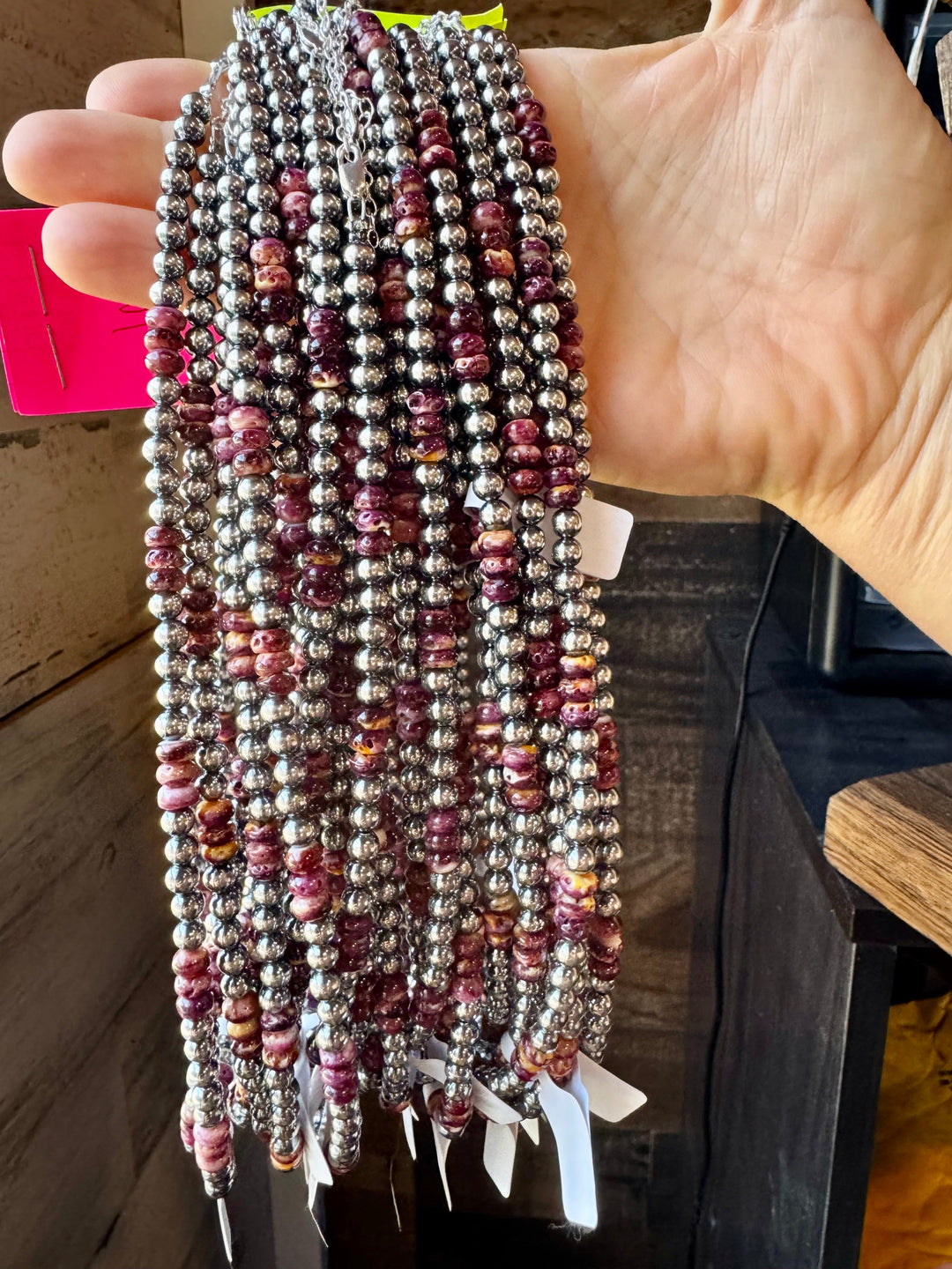 18-Inch Sterling Silver Pearl Necklace with Deep Purple Spiny Oyster – (5mm) Necklaces Shopify Collective The Bijoux FAB Jewelry The Bijoux FAB Jewelry