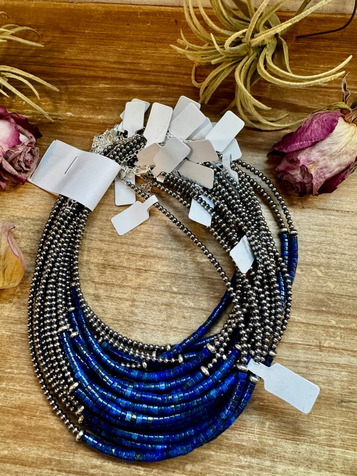 Lapis & Sterling Silver Pearl Choker Choker Shopify Collective The Bijoux FAB Jewelry The Bijoux FAB Jewelry