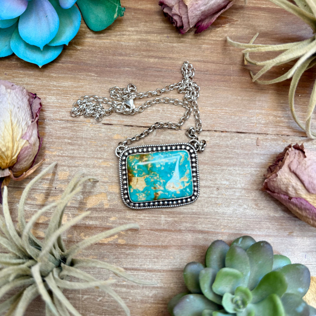 105 - Sterling Silver Pilot Mountain Turquoise Bar Necklace by Jason Ogg Necklaces Shopify Collective The Bijoux FAB Jewelry The Bijoux FAB Jewelry