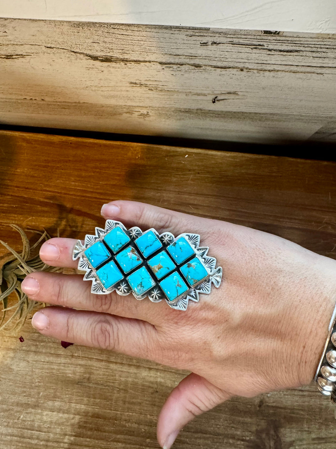 Big Ring - adjustable - kingman turquoise ring and sterling silver ring Shopify Collective The Bijoux FAB Jewelry The Bijoux FAB Jewelry