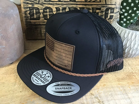 Hooey "Liberty Roper" Black w/Leather Patch Cap Hooey