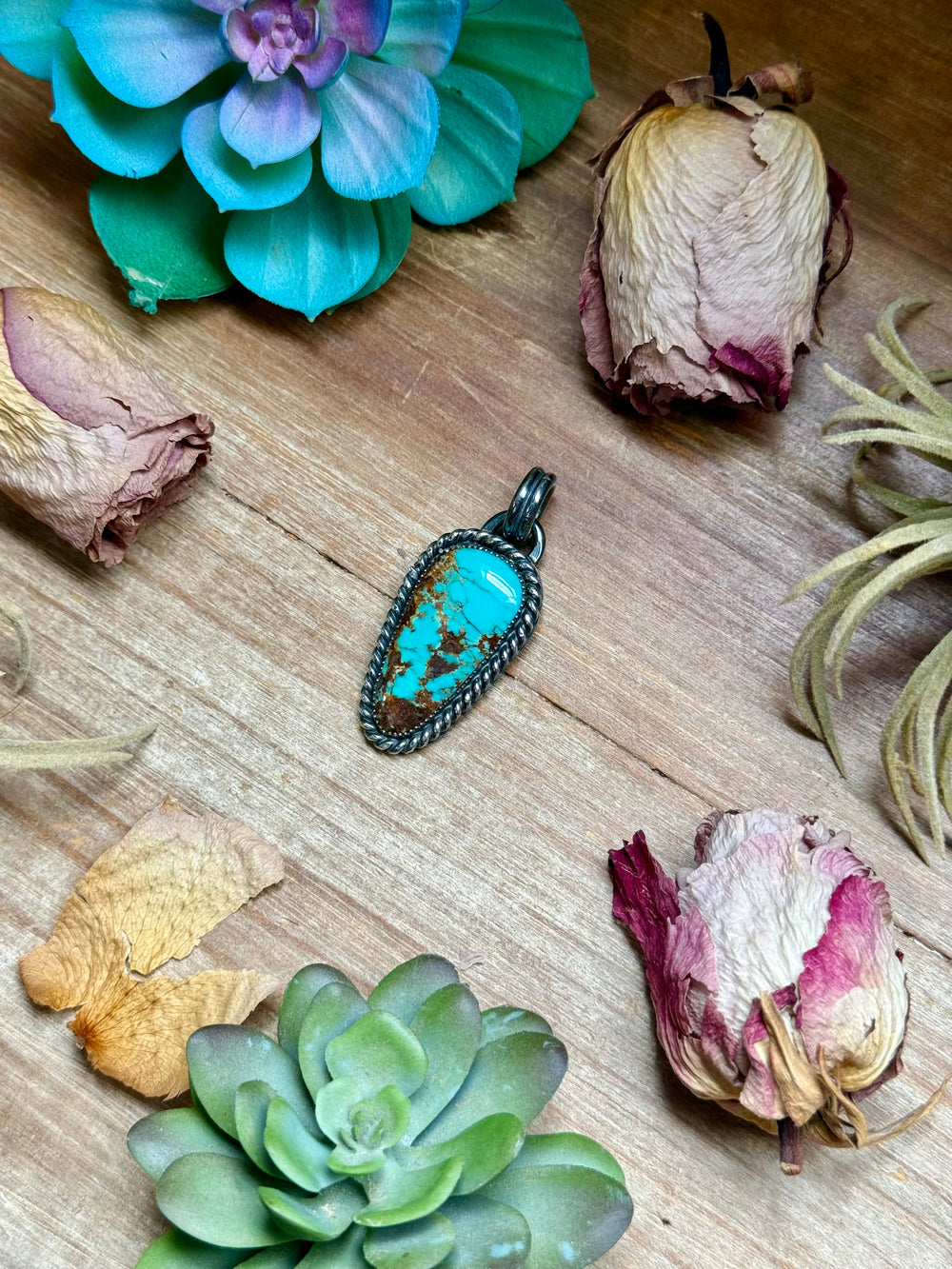 MJ Turquoise Sterling Silver Pendant – Triangle Shape Pendant Shopify Collective The Bijoux FAB Jewelry The Bijoux FAB Jewelry