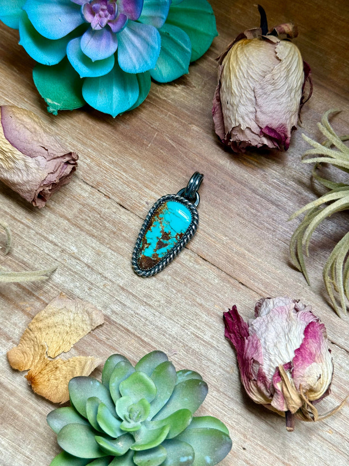 MJ Turquoise Sterling Silver Pendant – Triangle Shape Pendant Shopify Collective The Bijoux FAB Jewelry The Bijoux FAB Jewelry