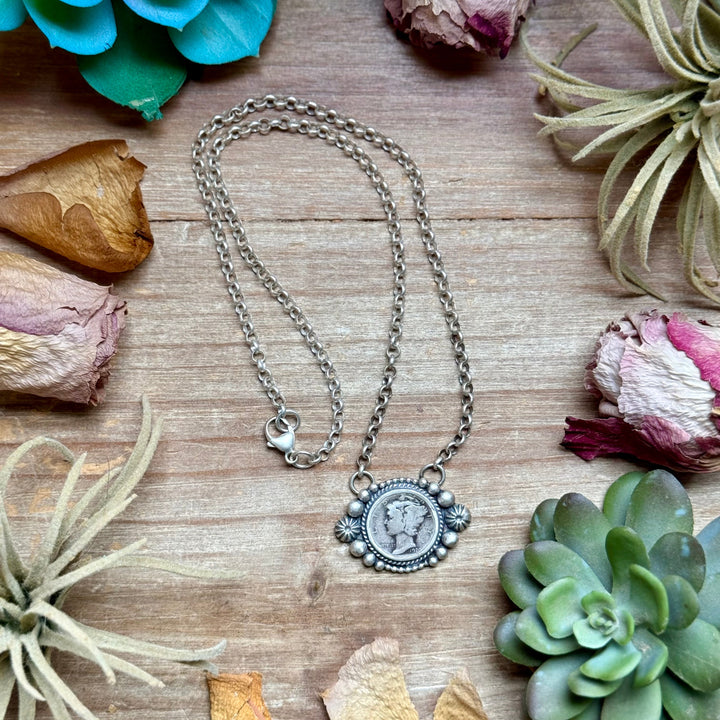 94 - Sterling Silver Mercury Dime Fixed Chain Necklace by Jason Ogg Necklaces Shopify Collective The Bijoux FAB Jewelry The Bijoux FAB Jewelry