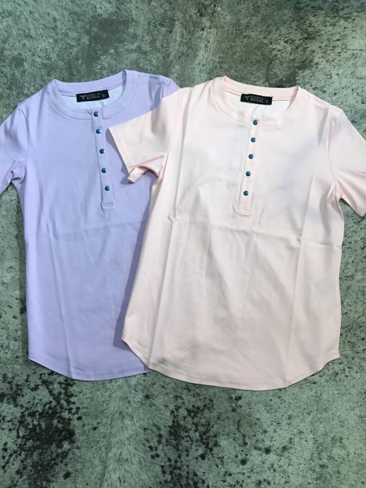 Turquoise Snap Button Down T-Shirt Shirts button down casual western snap button turquoise western tee Lucky &amp; Blessed