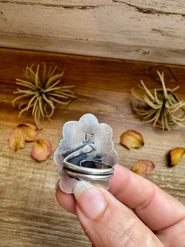 Adjustable Ring – Pink Dahlia Stone – Sterling Silver – Tia Long Navajo Handmade ring Shopify Collective The Bijoux FAB Jewelry The Bijoux FAB Jewelry