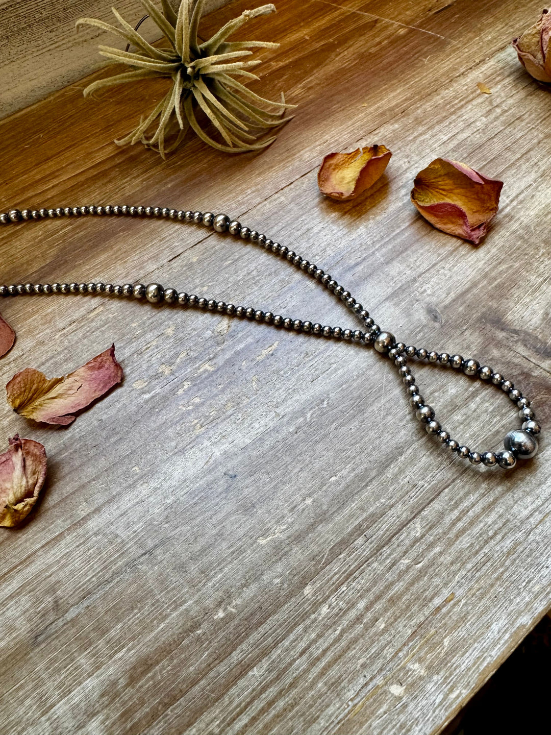 23 inch graduated Sterling Silver Pearls hoop necklace Necklaces Shopify Collective The Bijoux FAB Jewelry The Bijoux FAB Jewelry