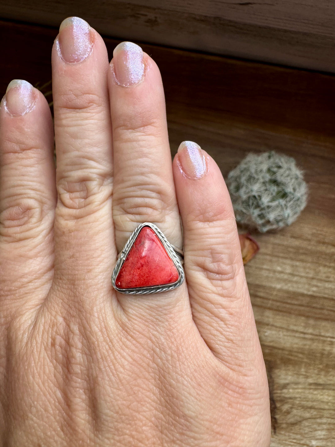 Ring - Size 8 -Red Spiny & Sterling Silver ring Shopify Collective The Bijoux FAB Jewelry The Bijoux FAB Jewelry
