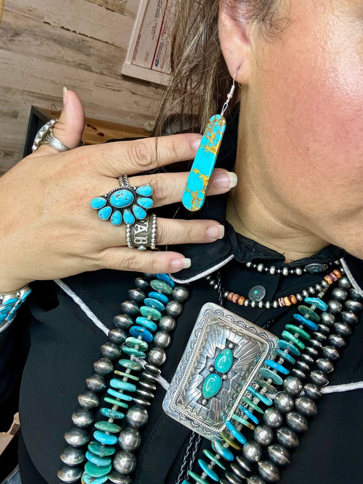 Turquoise block white tear drop earrings Earrings Shopify Collective The Bijoux FAB Jewelry The Bijoux FAB Jewelry
