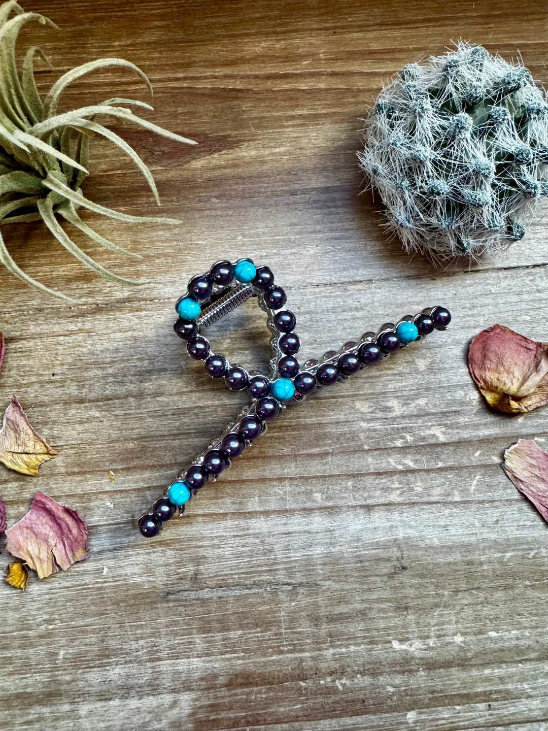Turquoise and faux pearls Hair Clips - option 2 hair clip Shopify Collective The Bijoux FAB Jewelry The Bijoux FAB Jewelry