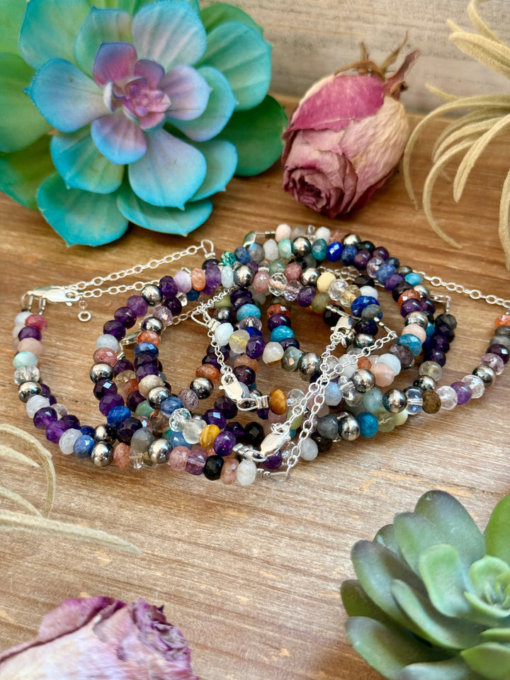 6.25” Mixed Gemstone Bracelet – 6mm Sterling Silver Pearls Bracelets Shopify Collective The Bijoux FAB Jewelry The Bijoux FAB Jewelry