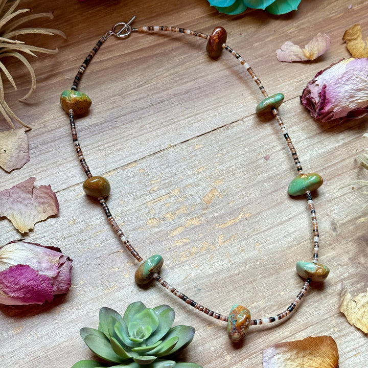 22” Dark Shell & Turquoise Nugget Necklace Necklaces Shopify Collective The Bijoux FAB Jewelry The Bijoux FAB Jewelry