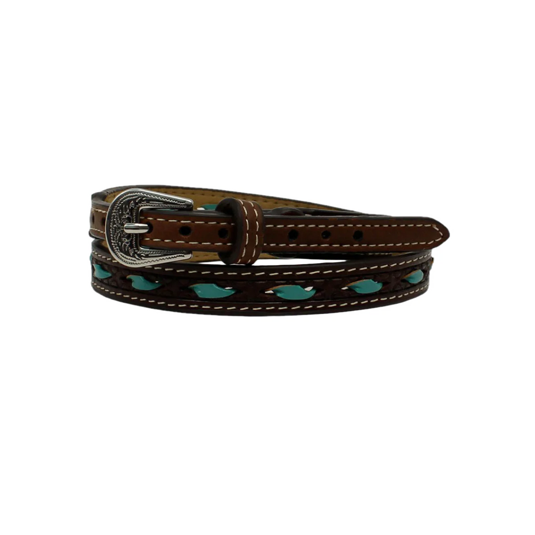 0204602 M&amp;F Western 1/2 Inch Leather Hatband with Turquoise Rawhide Lacing