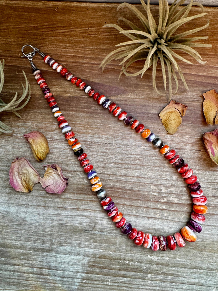 BE BOLD - 22-Inch Spiny Oyster & Wampum Statement Necklace with Sterling Silver Pearls Necklaces Shopify Collective The Bijoux FAB Jewelry The Bijoux FAB Jewelry