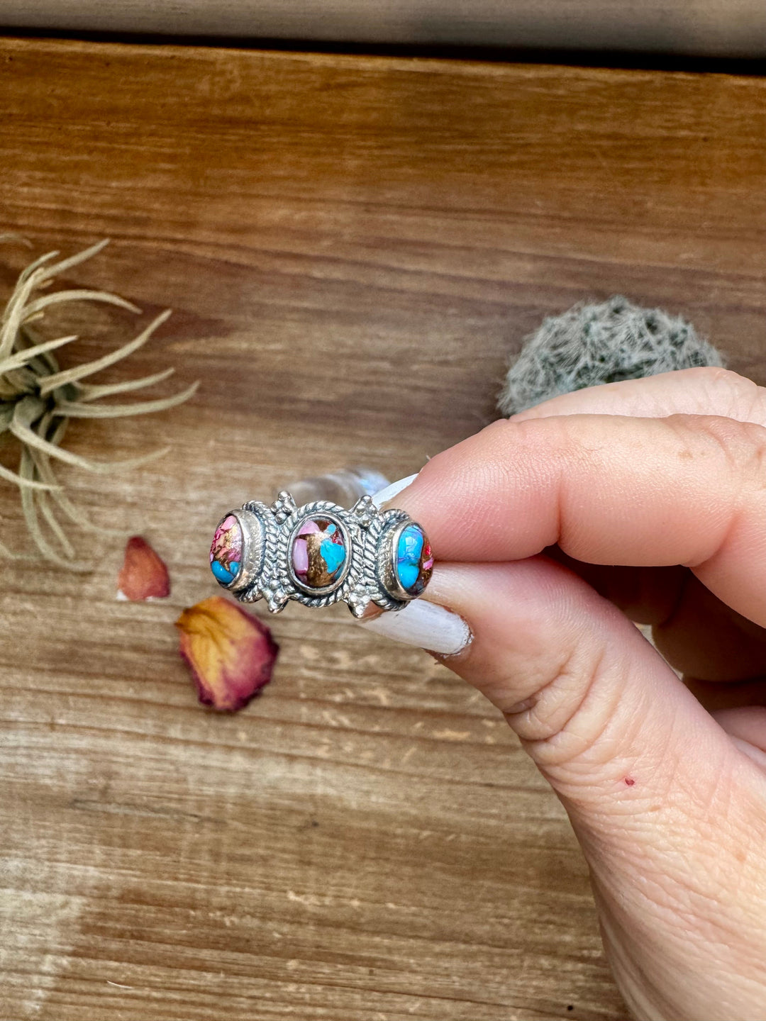 Band Ring - Size 7 - Pink Dahlia & sterling silver ring Shopify Collective The Bijoux FAB Jewelry The Bijoux FAB Jewelry