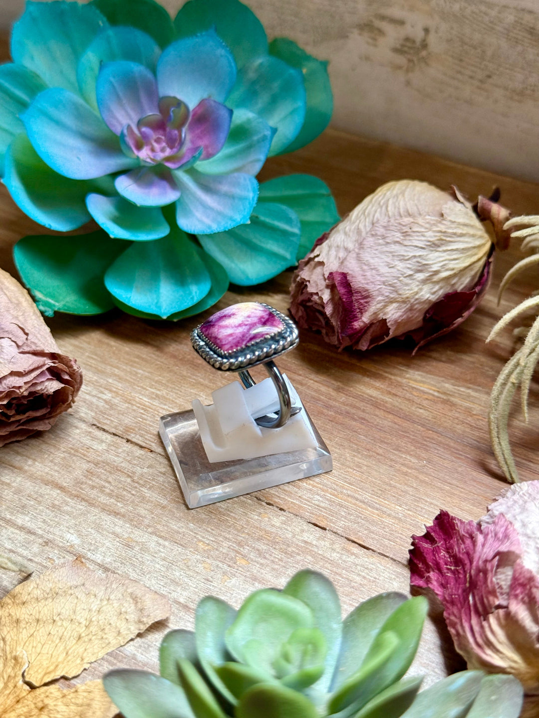 MJ Purple Spiny Oyster Sterling Silver Ring – Square - option 1 Ring Shopify Collective The Bijoux FAB Jewelry The Bijoux FAB Jewelry