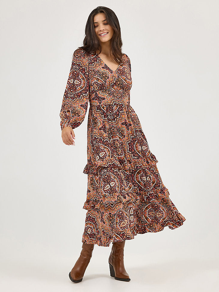 New Women's Ruffle Accent Maxi Dress 112371767 Dress Wrangler