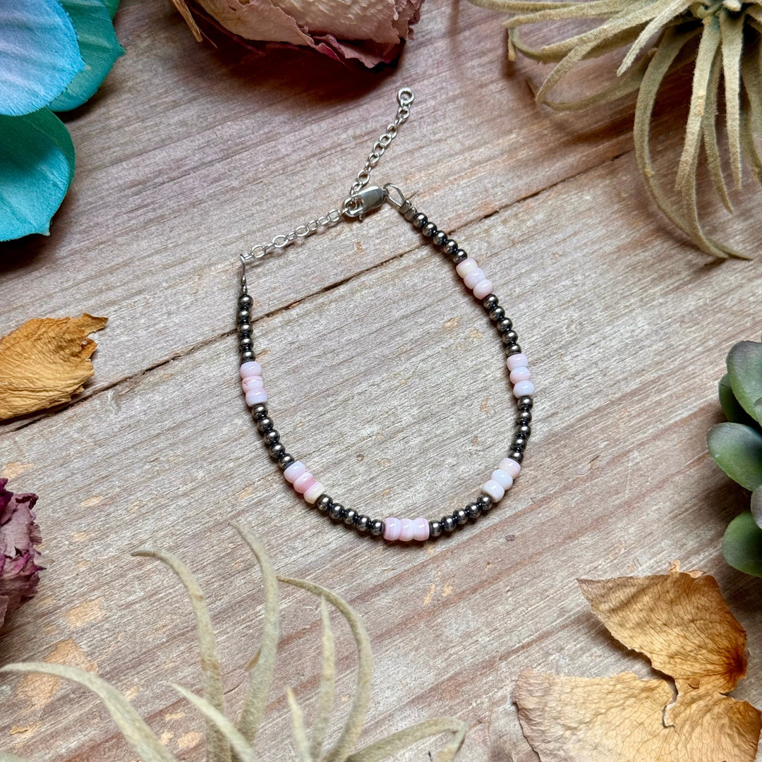 Pink Conch & Sterling Silver Bracelet – 6 1/4" – 3mm Bracelets Shopify Collective The Bijoux FAB Jewelry The Bijoux FAB Jewelry
