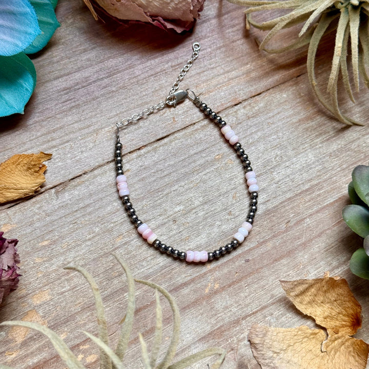 Pink Conch & Sterling Silver Bracelet – 6 1/4" – 3mm Bracelets Shopify Collective The Bijoux FAB Jewelry The Bijoux FAB Jewelry