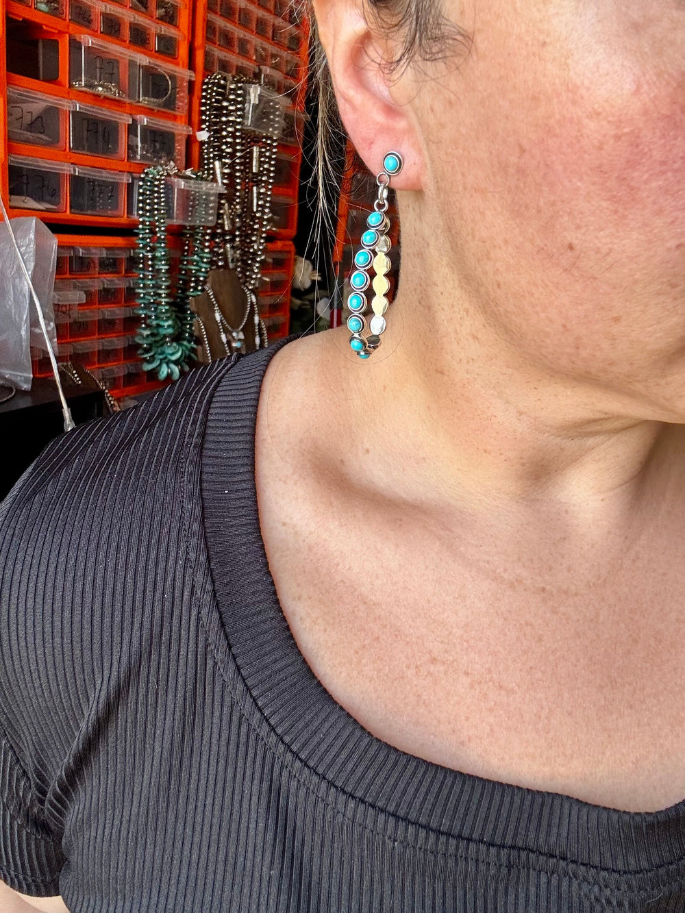 Kingman Turquoise Dangle Earrings – Sterling Silver, Lightweight, USA Made Earrings Shopify Collective The Bijoux FAB Jewelry The Bijoux FAB Jewelry