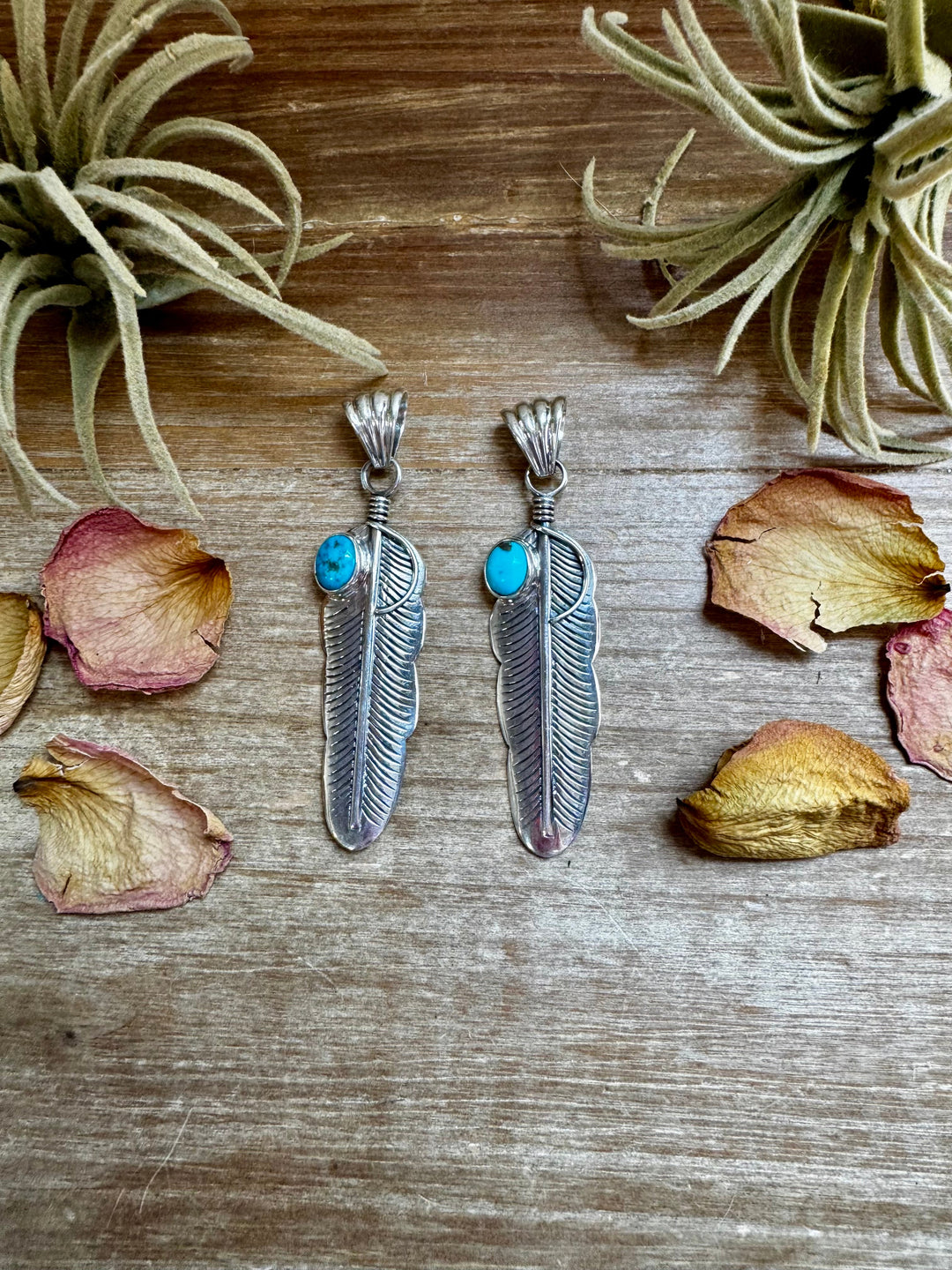 Feather Pendant – Kingman Turquoise & Sterling Silver Pendant Shopify Collective The Bijoux FAB Jewelry The Bijoux FAB Jewelry