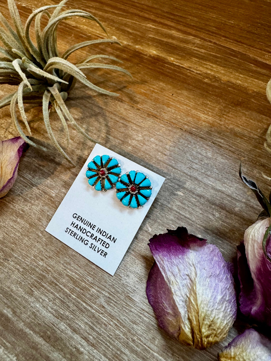 Blue Magnesite Turquoise & Red Cluster Stud Earrings Earrings Shopify Collective The Bijoux FAB Jewelry The Bijoux FAB Jewelry