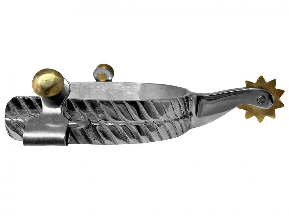 Showman Stainless Steel Engraved Spurs with Brass Rowels Spurs Shiloh