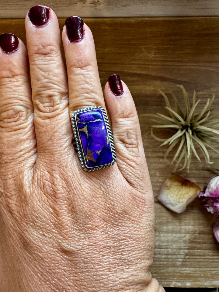 Purple Dahlia Ring – Sterling Silver – Native Made by M. Spencer – Size 8 ring Shopify Collective The Bijoux FAB Jewelry The Bijoux FAB Jewelry
