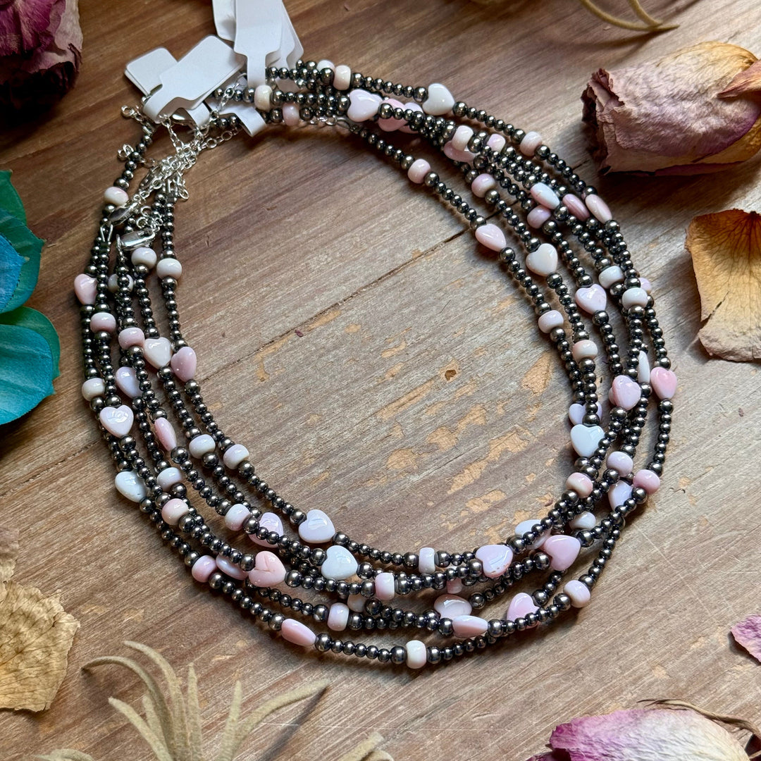15” Pink Conch Heart Necklace – Sterling Silver Pearls Necklaces Shopify Collective The Bijoux FAB Jewelry The Bijoux FAB Jewelry