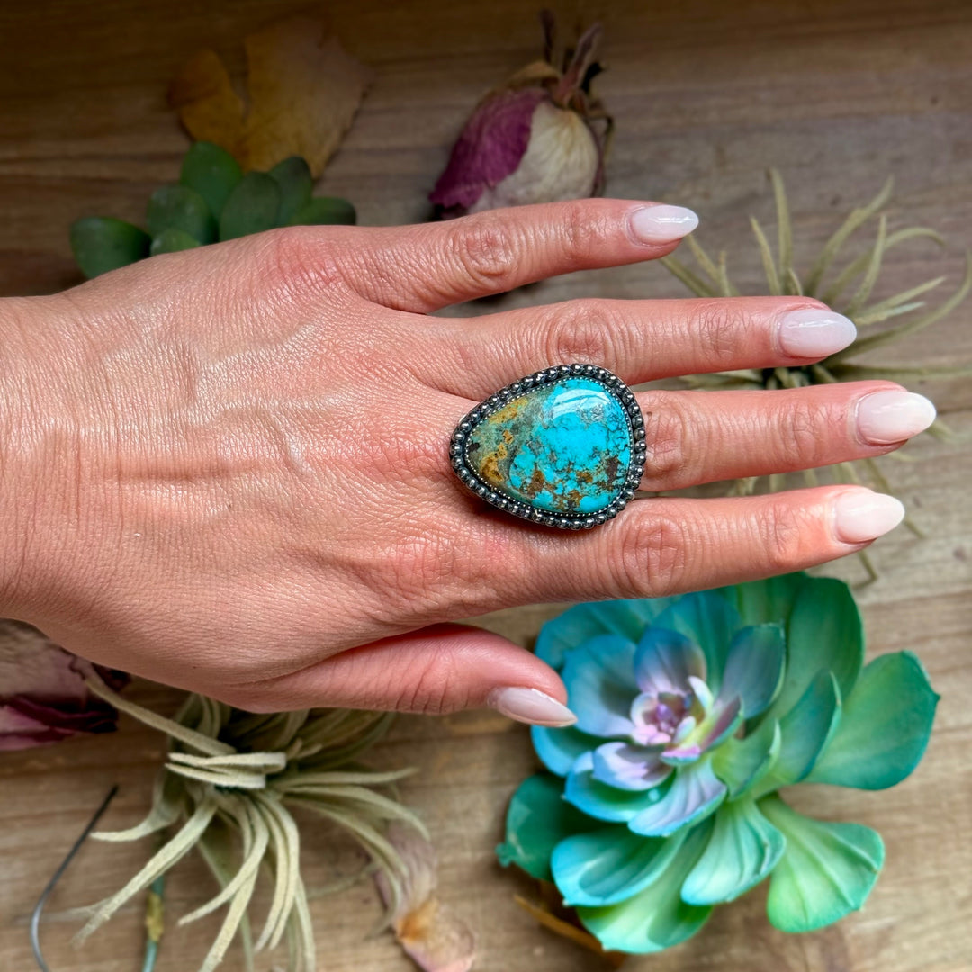 MJ Turquoise Ring – Sterling Silver Adjustable Band Ring Shopify Collective The Bijoux FAB Jewelry The Bijoux FAB Jewelry