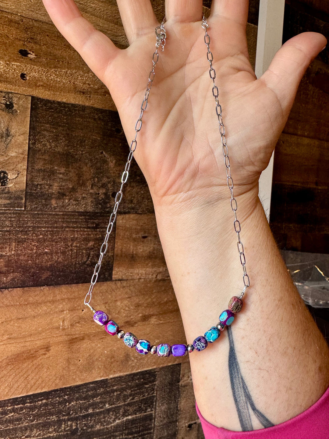 16 inch chain choker and Verascite sea sediment and sterling silver purple Necklaces Shopify Collective The Bijoux FAB Jewelry The Bijoux FAB Jewelry