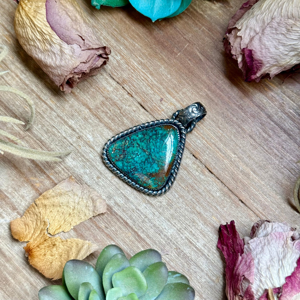 MJ Dark Blue Turquoise Sterling Silver Pendant Pendant Shopify Collective The Bijoux FAB Jewelry The Bijoux FAB Jewelry